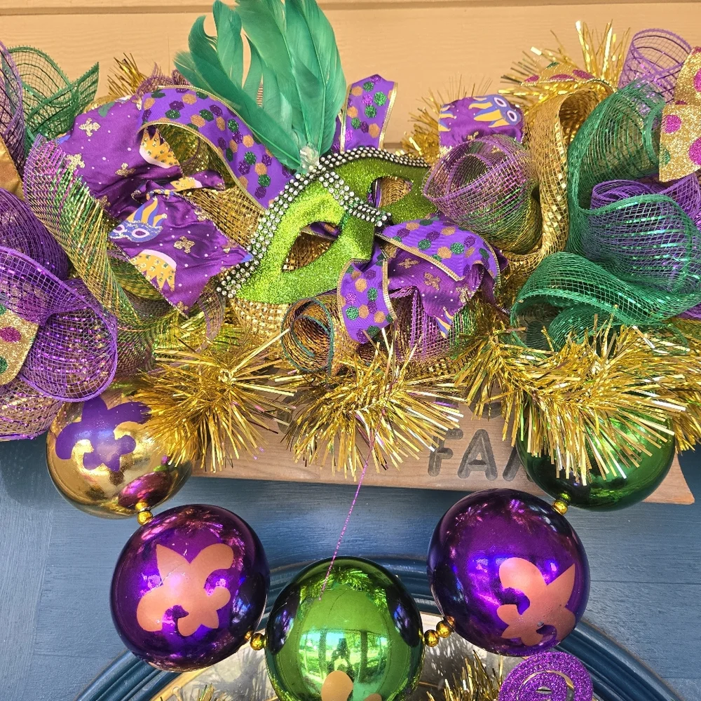 Mardi Gras Wreath & Garland Combo